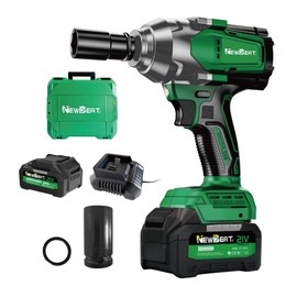 NEWBEAT Cordless Impact Wrench, 1/2 inch Impact Gun, Electric Impact Wrench Max Torque 800 N.m, 21V Brushless with 2 * 4.0Ah Battery and Charger, Power Impact Driver Tools for Men