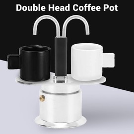 Focket 2 Cup Stovetop Espresso Maker, 100ml Double Head Coffee Pot Classic Italian Coffee Maker Espresso Maker Stovetop, DIY Conduit Coffee Pot for Home Cafe (Round Base)