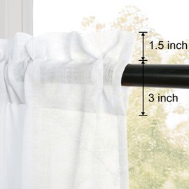 DWCN White Kitchen Curtains 36 Drop, Rod Pocket Voile Curtain Net Small Cafe Curtains, Light Filtering Short Curtain for Bathroom Wardrobe Nursery Window Treatment, W25 x L36 Inch, 2 Panel