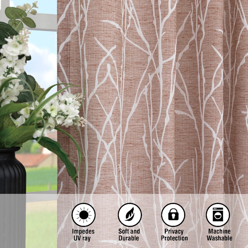 Boho Terracotta Curtains 84 Inch Length for Living Room Darkening