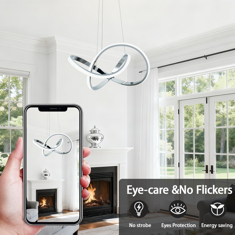 MAYNA Modern Chandelier with Remote Control, Dimmable LED Chandelier with