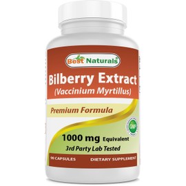 Best Naturals Bilberry Extract 1000mg Capsule (Non-GMO) Supports Healthy Vision, 90 Count