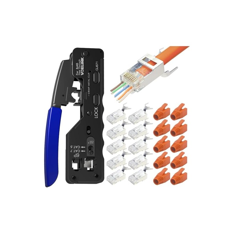 Glitfix RJ45 Crimping Pliers,Crimpzange set,GJ671BL Crimping Tool Kompatibel mit Den