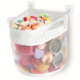 xolear Badewannenspielzeug Aufbewahrung, Badespielzeug Aufbewahrung mit 2 Haken, Badewannenspielzeug Mesh Tasche, Badespielzeug Netz für Badezimmer zum Sortieren und Aufbewahren von Spielzeu