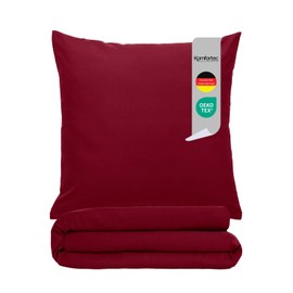 Komfortec Premium Bed Linen 135 x 200 cm with 1 Pillowcase 80 x 80 cm Brushed Microfibre Set - Red