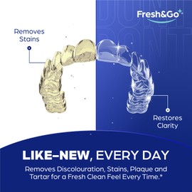 Fresh & Go Fresh & Go? Retainer Cleaning Tablets | Fresh, Mint, Clean, Brite, Stain-Free | Eliminates Odour | Suitable for Dentures, Mouth Guards, Retainers, Aligners | 1 Month Supply | 36 Tablets