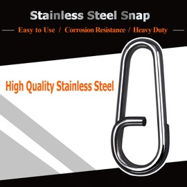 9Tong Stainless Steel Fishing Snap Saltwater High Strength Snap Swivels Freshwater Oval Split Fishing Snaps Swivels Black Nickel 50pcs 106lb