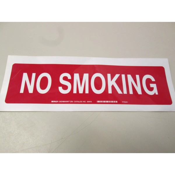 Brady 5" x 14" "NO SMOKING" Sign NEW