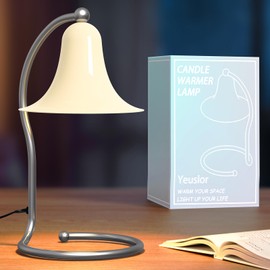 Yeuslor White Trumpet-Shape Candle Warmer Lamp,with Timer and Dimmer,Adjustable Brightness,All Metal Lamp Body,Suitable of Aromatherapy Waxes