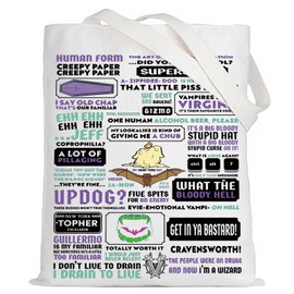 LEVLO WWD Shadows Quote Canvas Tote Bag Fahim Fazli And Emily Fans Gift TV Show Vampire Theme Shoulder Bag For Family Friend, Wwd Tote, Large