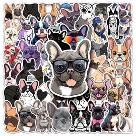 50 Packs French Bulldog Stickers Water Bottles Laptop Phone Motorcycle Computer Guitar Skateboard Hydroflasks French Bulldog Vinyl Sticker Waterproof Aesthetic Trendy Decals for Teens Girls Adults