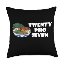 Vietnamese Pho Soup Asian Food Ramen Twenty Asian Food Pho Bowl Vietnamese Noodle Soup Lover Throw Pillow, 18x18, Multicolor
