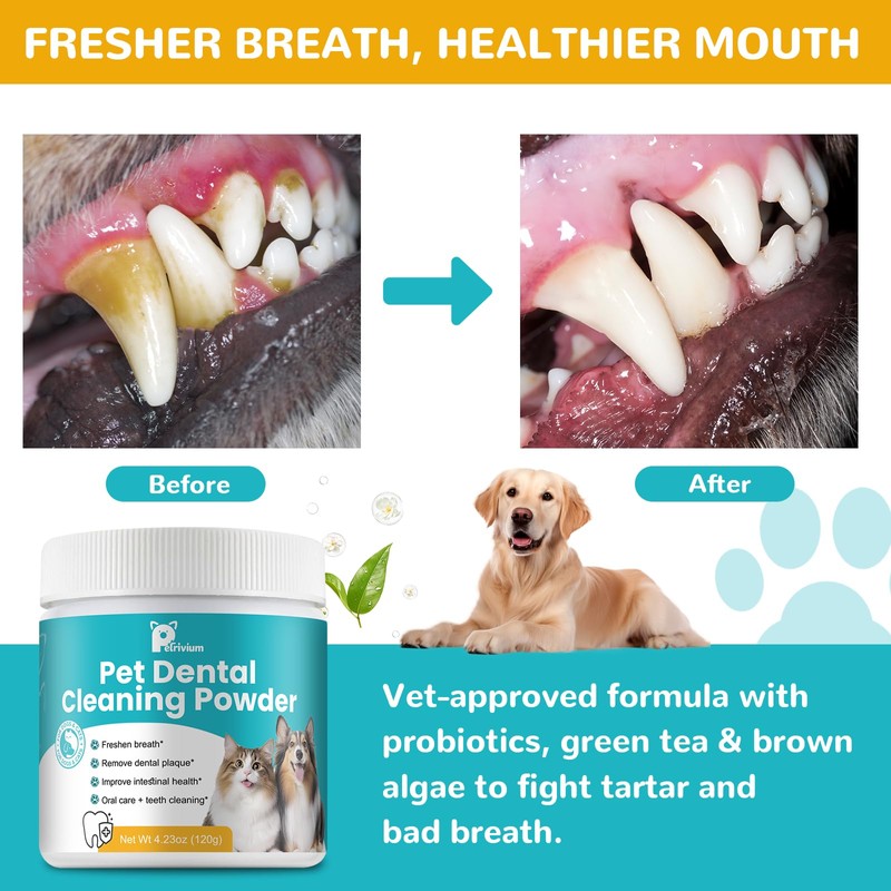 Dog Teeth Cleaning Powder, Dog Dental Powder for Teeth Cleaning