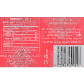 Triple Leaf Tea Rose Black Tea - 20 bags per pack - 6 packs per case.
