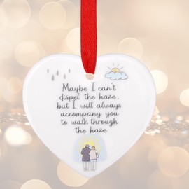 Ceramic Heart Keepsake, Maybe I Can't Stop Dispel the Haze Inspirational Wall Decor Hanging Friendship Plaque for Retirement Appreciation and Tough Times