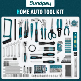 Sundpey 379-PCs Home Tool Kit - Portable Complete Household and Auto Repair Tool Set - Hand General Basic Tool Box Storage Case with Drawer - Full Basic Toolkit for Handyman & Diyer & Homeowner