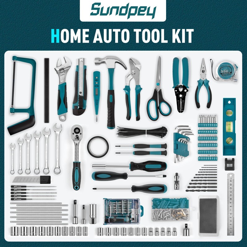 Sundpey 379-PCs Home Tool Kit - Portable Complete Household and