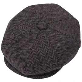 ZRWASKA® Mens Flat Caps UK 8 Panel Peaky Flat Baker Boy Hats Wool Cap – Gatsby Tweed Wool Fabric Newsboy Style Baker 1920s Hat Flat Cap Men Plain Herringbone Brown, Size Medium