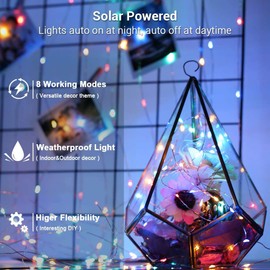 Useber Solar Lights Outdoor, 2x14M Total 240LED Garden Solar Lights Waterproof Silver Wire Outdoor Fairy Lights for Gazebo, Christmas Decorations,Home, Trees, Terrace, Weddings, Party (Colorful)