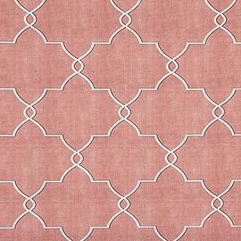Kt KILOtela - Digital Printed Canvas Fabric - Half Panama 100% Organic Cotton - Oeko-Tex Standard 100 - Width 280 cm - Choice of Length 50 to 50 cm | Geometric Vintage Adagio - Coral Pink