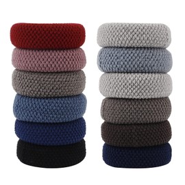 12 Pcs Thick Cotton Hair Bands, Thick Stretchy Ponytail Holders Seamless Hair Ties Elastic Hair Bobbles for Women Girls (MultiColor)