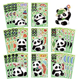 24 Sheets Cute Panda Stickers Cartoon Panda Sticker Make Your Own Animal Party Favors Make A Face Deals for Kids Favors,Classroom Rewards,Kawaii Animal Themed Art Craft Supplies