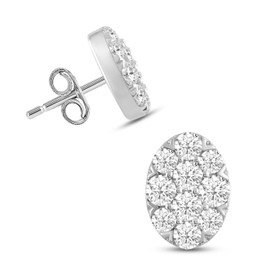 Jewelili 925 Sterling Silver Lab Grown Diamond Solitaire Stud Earrings for Women | 0.75 CTTW H-I Color SI Clarity | Wedding & Bridal Jewelry | Gift Box Included