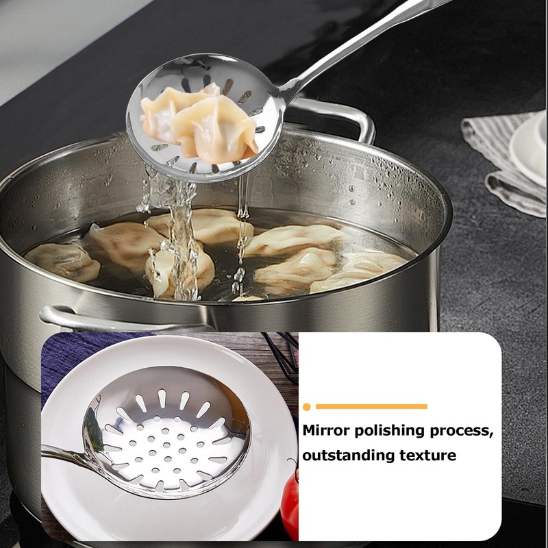 Stainless Steel Slotted Spoon, Straining Spoon with Oval Handle, Comfort