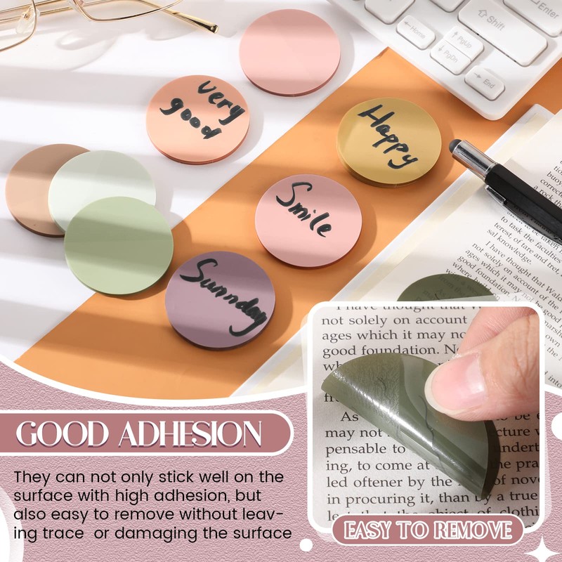 Sabary 500 Sheets Transparent Sticky Notes Round Translucent Sticky Notes
