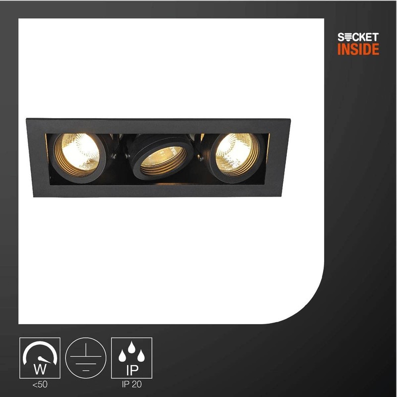 SLV Ceiling Build-In Spotlight Kadux 3 Downlight 3 x GU10/230