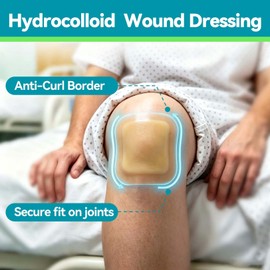 4" x 4" Hydrocolloid Dressing Tapered Edges for Wound Care, 10 Pcs Large Hydrocolloid Bandages for Burn, Blister, First Aid Kit Essential Wound Dressing