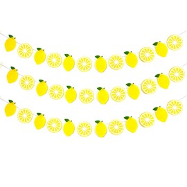3Pcs Lemon Party Banner Yellow Lemon Garland Summer Lemonade Theme Decoration for Birthday Baby Shower Wedding Bridal Shower Home Mantel Decor