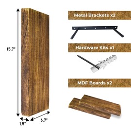 STORE INDYA Wooden Floating Shelves - Set of 2 Rustic Wall-Mounted Shelves for Home Organization and Farmhouse Decor