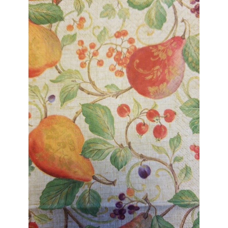 TWO Individual Napkins Fruits Pear Natural Cocktail for Decoupage (1220)