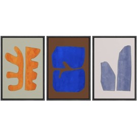 SIGNLEADER Framed Canvas Print Wall Art Set Multicolor Vibrant Mid-Century Figure Collage Abstract Shapes Illustrations Modern Art Boho Decorative for Living Room, Bedroom, Office - 24"x36"x3 BLACK