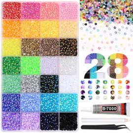 RODAKY Diamantes de imitación de resina para crear diseños deslumbrantes, 28 colores para decoración de uñas, diamantes de imitación y gemas de 3 mm, gemas planas de diamantes para uñas, dijes de cris