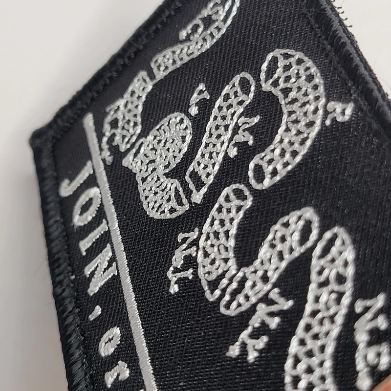 political cartoon JOIN OR DIE Black White Tactical Hook Embroidered