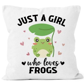 MONALET Just a Girl Throw Pillow Covers 18x18, Gifts for Frog Lovers Frog Decor Pillow Cases for Bedroom Living Room