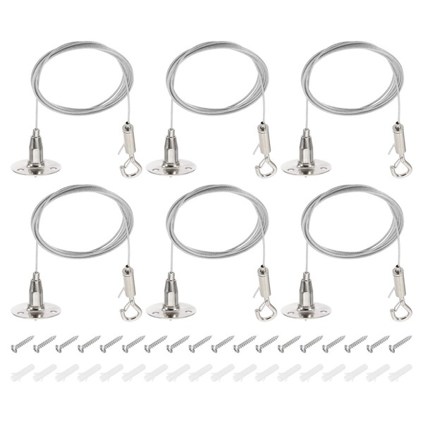 PATIKIL 6 Pcs Adjustable Picture Hanging Wire Kit, 2m/6.6ft Fit
