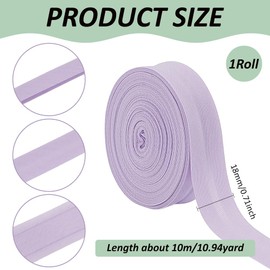 BENECREAT 10m Single Fold Bias Tape, 18mm Lilac Quilting Ribbon Trim, Hemming Tape for Apron, Coat, Crafts, Sewing Supplies, Garment Accessories