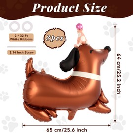 8 Pcs Dog Birthday Balloons, Puppy Dogs Foil Balloons Dachshund Mylar Balloons for Pets Dogs Animal Themed Birthday Baby Shower Party Decoration (Dachshund Dog)