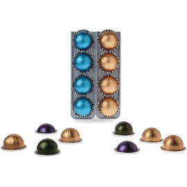 R&R SHOP - Kapselhalter für Nespresso Vertuo, klebbar auf jeder Oberfläche wie Wände, Kühlschrank und kompatibel mit Nespresso Vertuo Kaffeemaschinen mit Aufklebern, 4 Kapseln pro Stück - Set mit 2