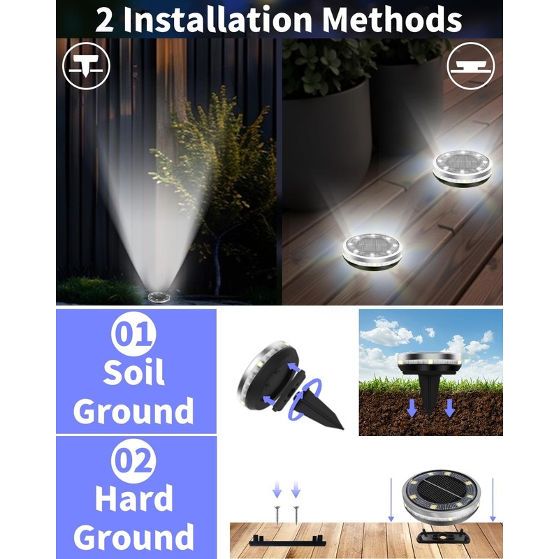 Solar Ground Lights Outdoor 18 Pack Waterproof, Upgraded Solor Garden