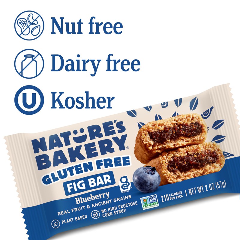 Nature’s Bakery Gluten Free Fig Bars, Blueberry, Real Fruit, Vegan,