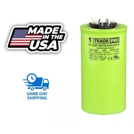 TRADE PRO Round Capacitor, 80/7.5/440V- USA Made(Made in USA) HVAC DIY 5 Ton AC