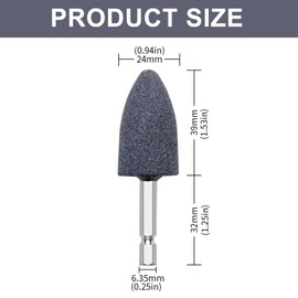 2PCS Grinding Wheel Drill Attachments - Hex Shank Corundum Bits - Dremel Grinding Bits for Polishing Deburring Carving - Cone Abrasive Heads for Electric Drill (Gray)