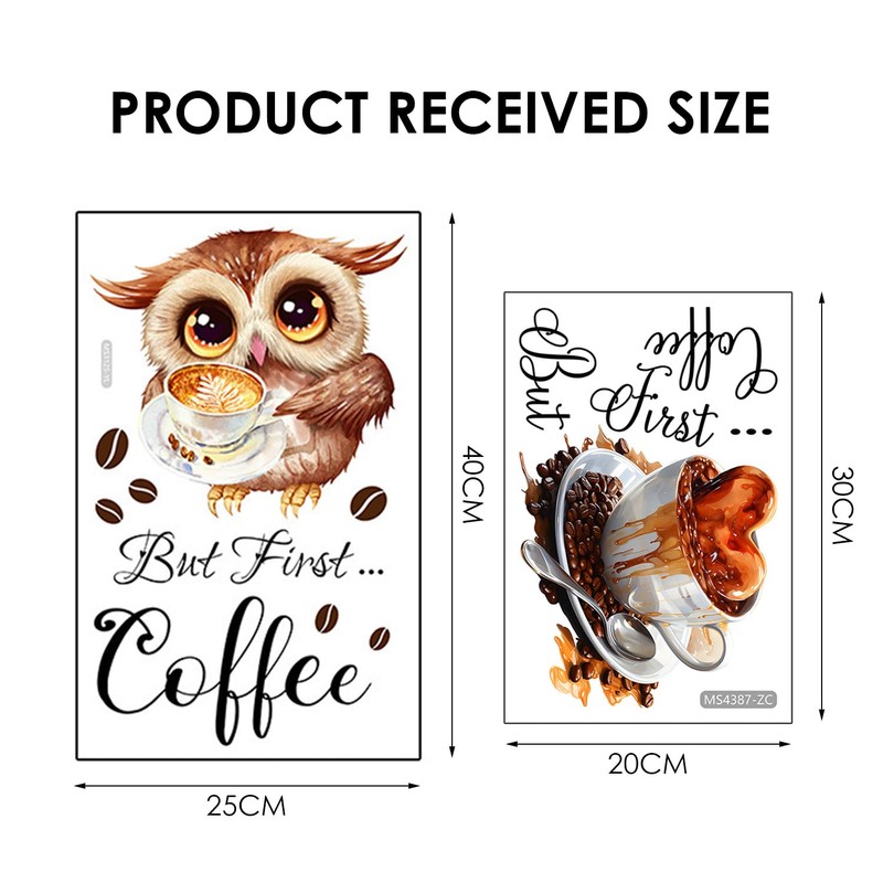 2 sets of coffee themed stickers, creative cartoon stickers, wall