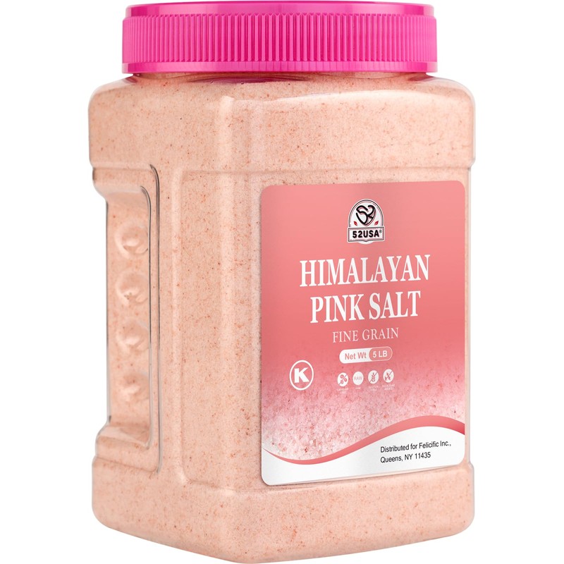 52USA Himalayan Pink Salt, Fine Grain, 5 Pound (80oz), Himalayan