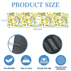 FTJHKUY Lemon Fruit Faucet Mat - Soft Diatom Mud Non-Slip Mat for Kitchen and Bathroom Sinks, 23.5"X5.5"
