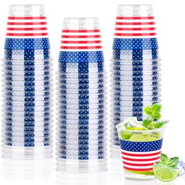 Taikula 60 Pcs 1.5oz Disposable Shot Glasses for July 4th, Red, White & Blue Plastic Shot Glasses Bulk, Memorial Day & Veterans Day Parties(60)